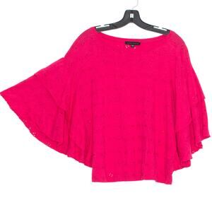 Sanctuary Top Boho Eyelet Coquette Flowy Cottage Romantic Hot Pink Size Medium